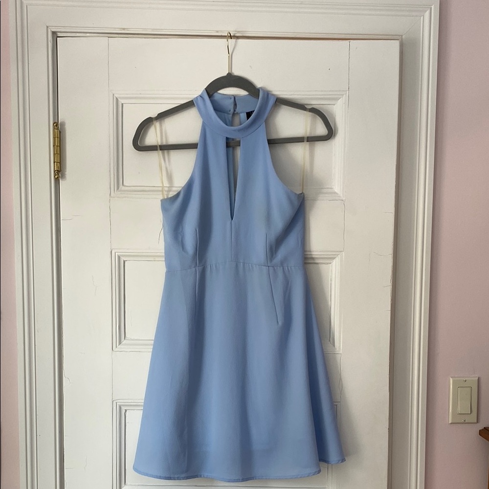 Elegant Blue Halter Dress